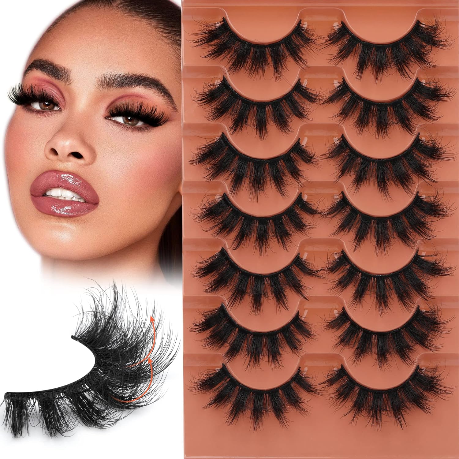 Eyelash Extension Cat Eye - 7 ペアふわふわまつげ 8D つけまつげ 20 ミリメートルフェイクミンクまつげナチュラル偽まつげ厚いボリュームまつげキャットアイまつげ