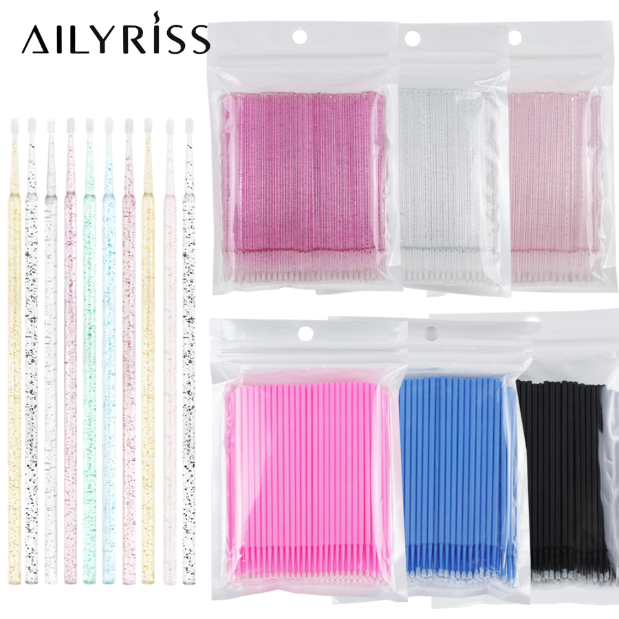 Eyelash Extension Class - 500 ピース/ロット使い捨てアプリケーターマイクロブラシまつげエクステンションラッシュクリーニングブラシリップブラシスティックメイクアップツール