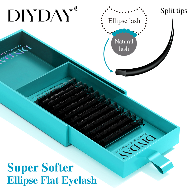 Eyelash Extension Yy - DIYDAY 楕円フラットまつげエクステンション 0.15 0.20 スーパーソフト個別フラットまつげナチュラルルックつけまつげメイクアップ