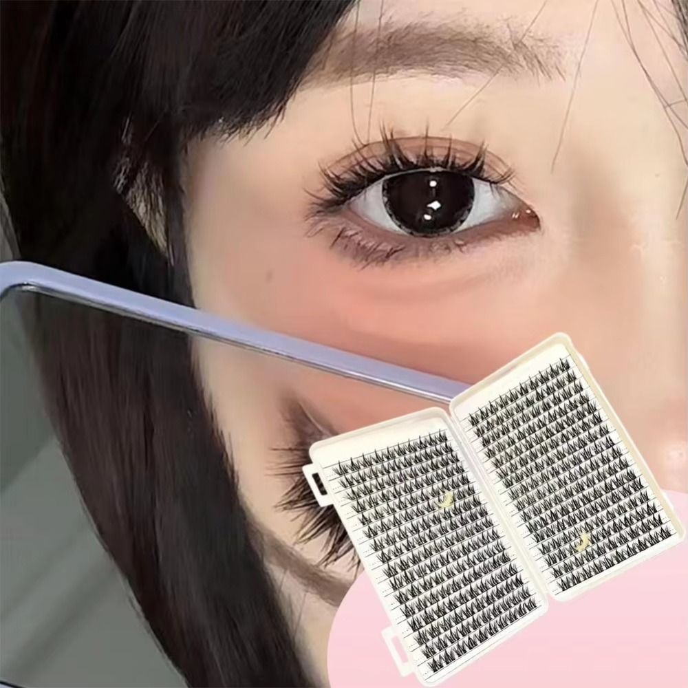 Eyelash Extension Kits - ナチュラルルックつけまつげ ボンド＆シール クラスターデザイン 3Dフェイクミンクラッシュ ウィスピースタイル DIYまつげエクステンションキット