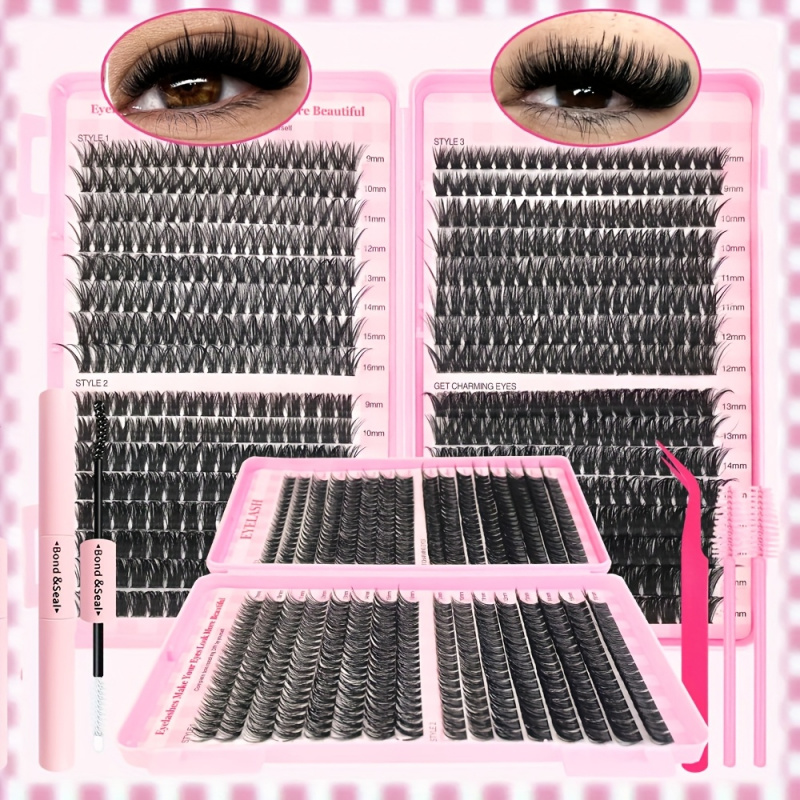 Eyelash Extension Volume Styles - 30/40/50/60/80/100D、厚さ9-16mm ピンク ラッシュブックスタイルキット Dカール フルボリューム 長持ち