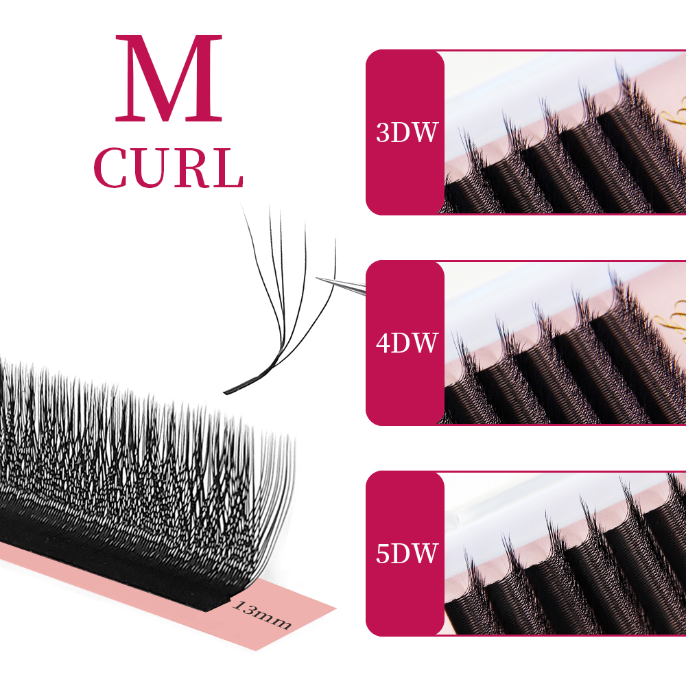 Eyelash Extension Volume Styles - 女神W3D 4D 5D Mカールまつげエクステ Wスタイル フェイクミンク