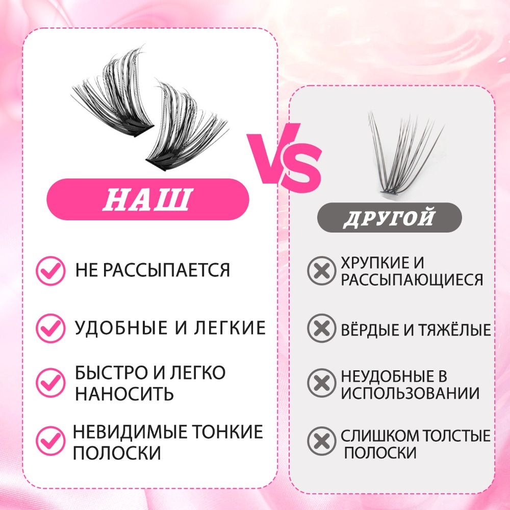 Eyelash Extension Kits - ナチュラルルックつけまつげ ウィスピー風 ボンド＆シールタイプ 3Dフェイクミンクまつげクラスターデザイン DIYまつげエクステキット