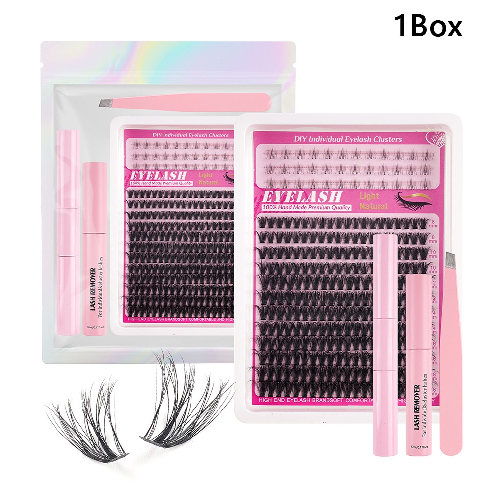 Eyelash Extension Kits - 8-18mmの長さのつけまつげ、ナチュラルな見た目、ウィスピー風DIYまつげエクステキット、クラスターデザイン、接着剤とシーラー付きのつけまつげ