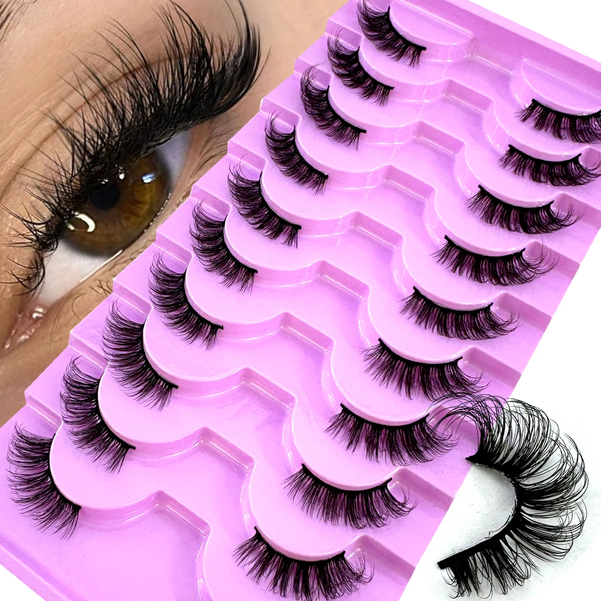 AMSDCN 新しいハーフアイ 10ペア ナチュラル人工ミン - Eyelash Extension Cat Eye のレビューと価格