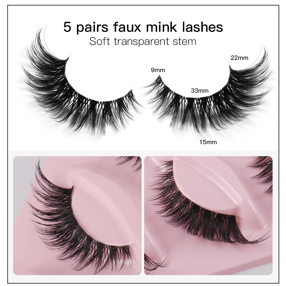 キャットアイ5ペア3Dナチュラルつけまつげ ふわふわソフトク - Eyelash Extension Cat Eye のレビューと価格