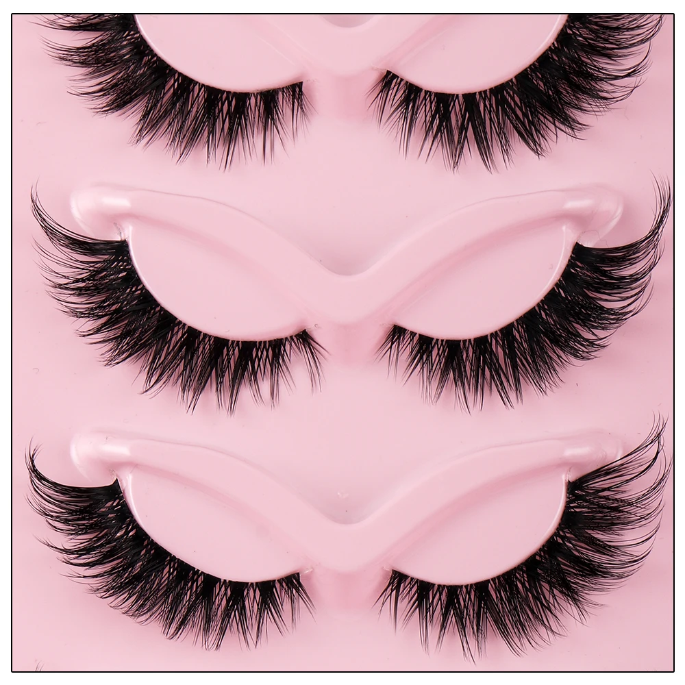 キャットアイ5ペア3Dナチュラルつけまつげ ふわふわソフトク - Eyelash Extension Cat Eye のレビューと価格