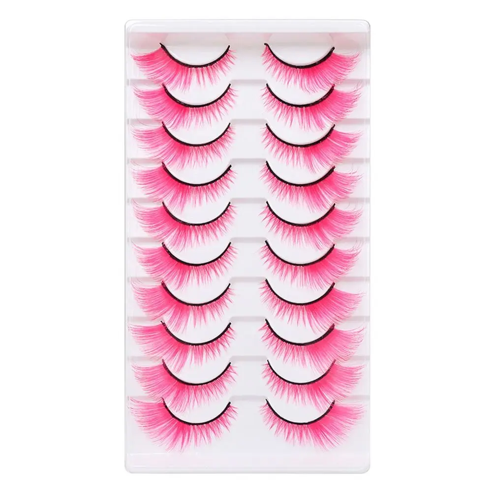 10 ペアドラマチックルックカラーまつげカラフルな赤緑ピンク - Eyelash Extension Cat Eye のレビューと価格