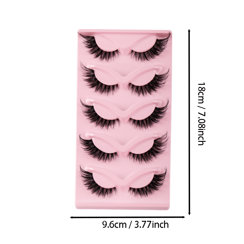 5ペアのキャットアイつけまつげ、フェイクミンクまつげ、ナチュ - Eyelash Extension Cat Eye のレビューと価格