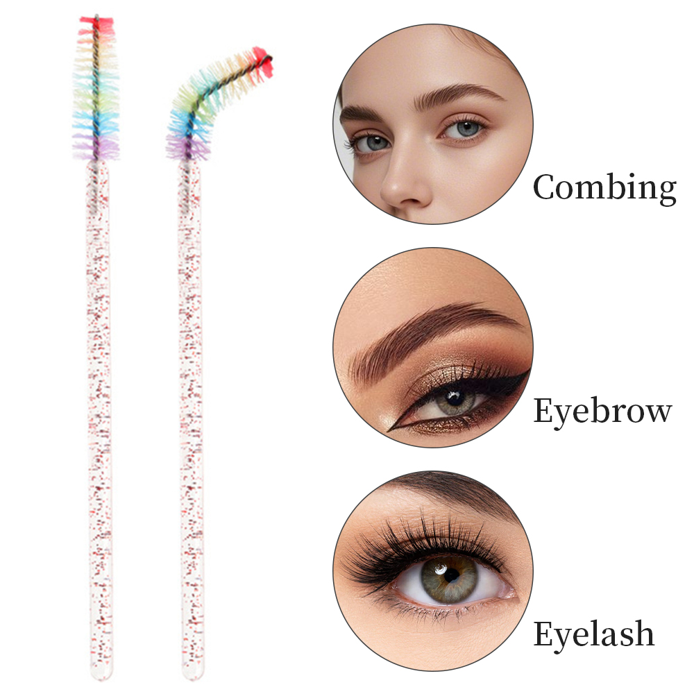 50 個レインボークリスタルまつげメイクブラシ使い捨てマイク - Eyelash Extension Class のレビューと価格