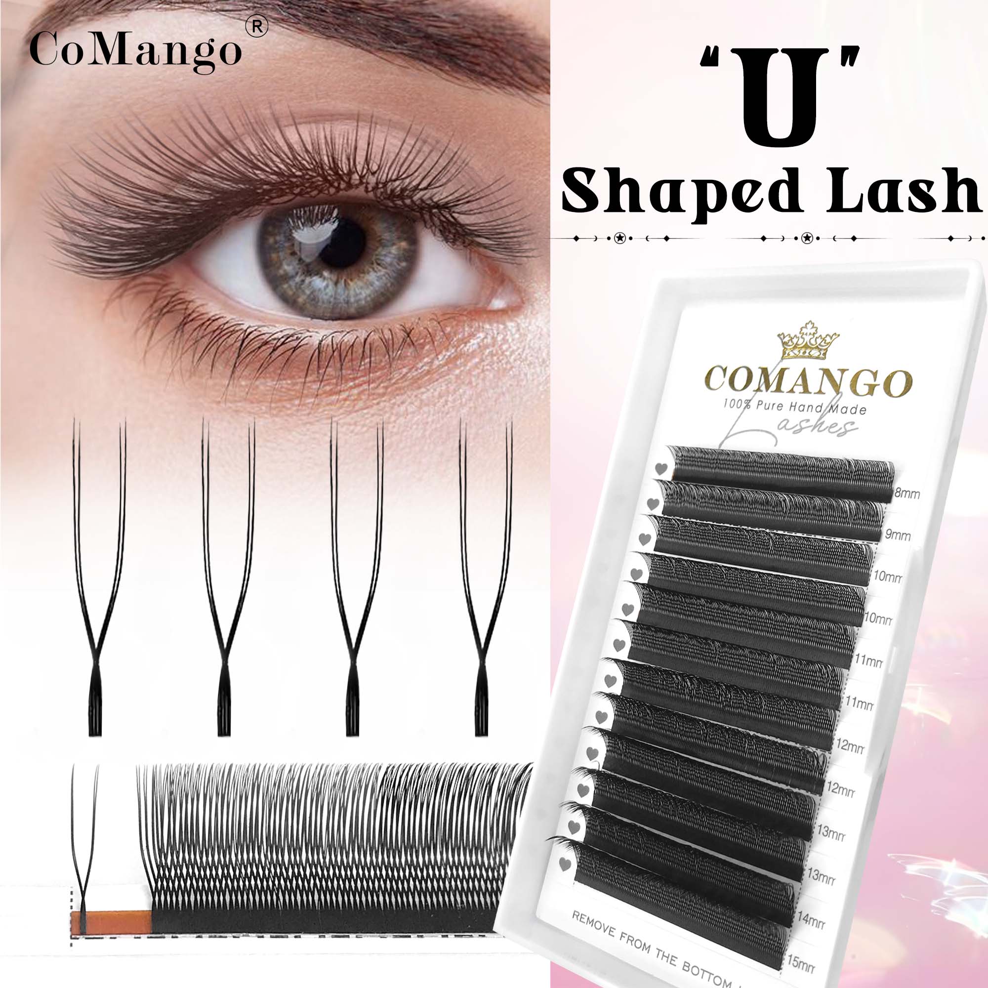 CoMango U型平行花まつげUスタイルYYまつげエクステ - Eyelash Extension Volume Styles のレビューと価格