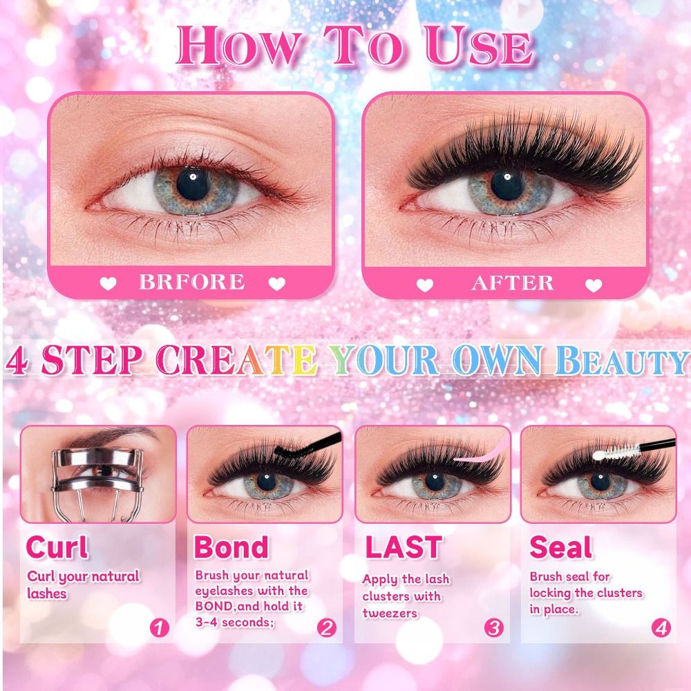 ナチュラルルックつけまつげ ウィスピー風 ボンド＆シール D - Eyelash Extension Kits のレビューと価格