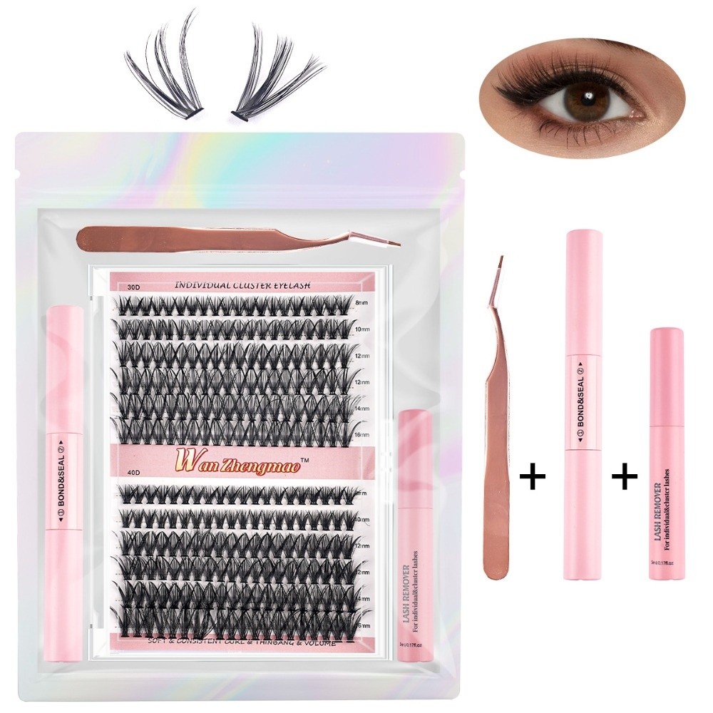8-16mmの長さのつけまつげ、接着剤とシーラー付き、自然な - Eyelash Extension Kits のレビューと価格