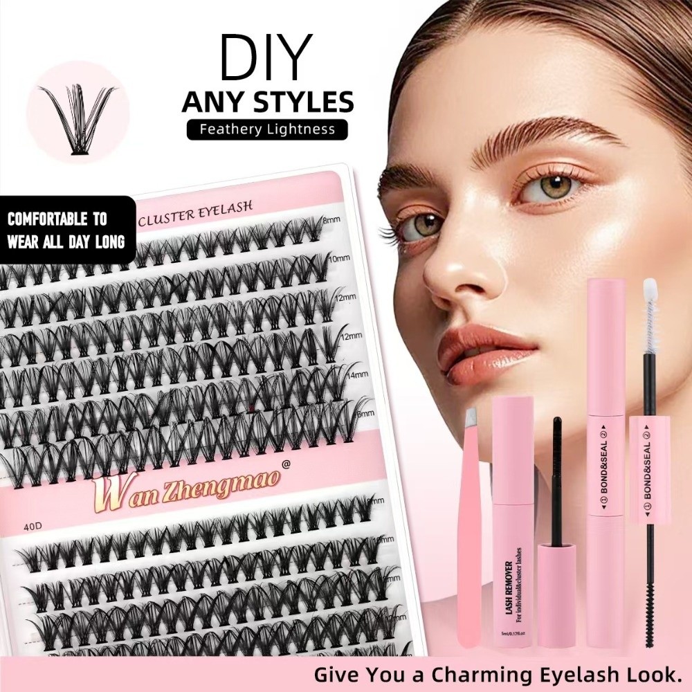 8-16mmの長さのつけまつげ、接着剤とシーラー付き、自然な - Eyelash Extension Kits のレビューと価格
